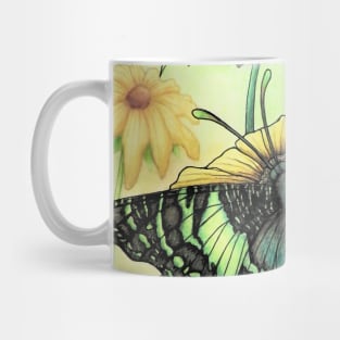 Urania Ripheus Butterfly on Rudbeckia Flower Mug